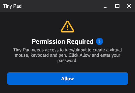Ilopad window titled Permission Required, with an Allow button