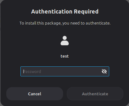 Authentication Required dialog: To install this package, you need to authenticate