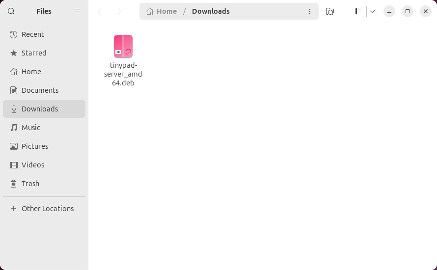 The Ilopad .deb package shown in the Files app Downloads folder