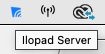 The Ilopad icon in the macOS menu bar, with the tooltip Ilopad Server